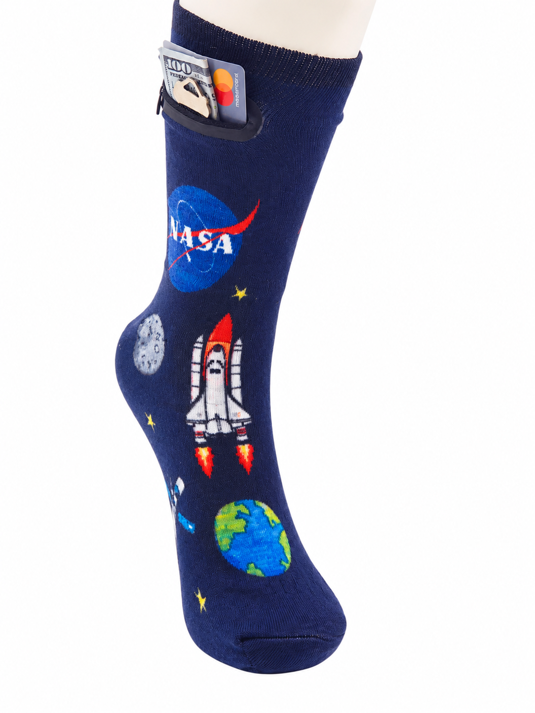 Zipper Sock Wallet - NASA Sock