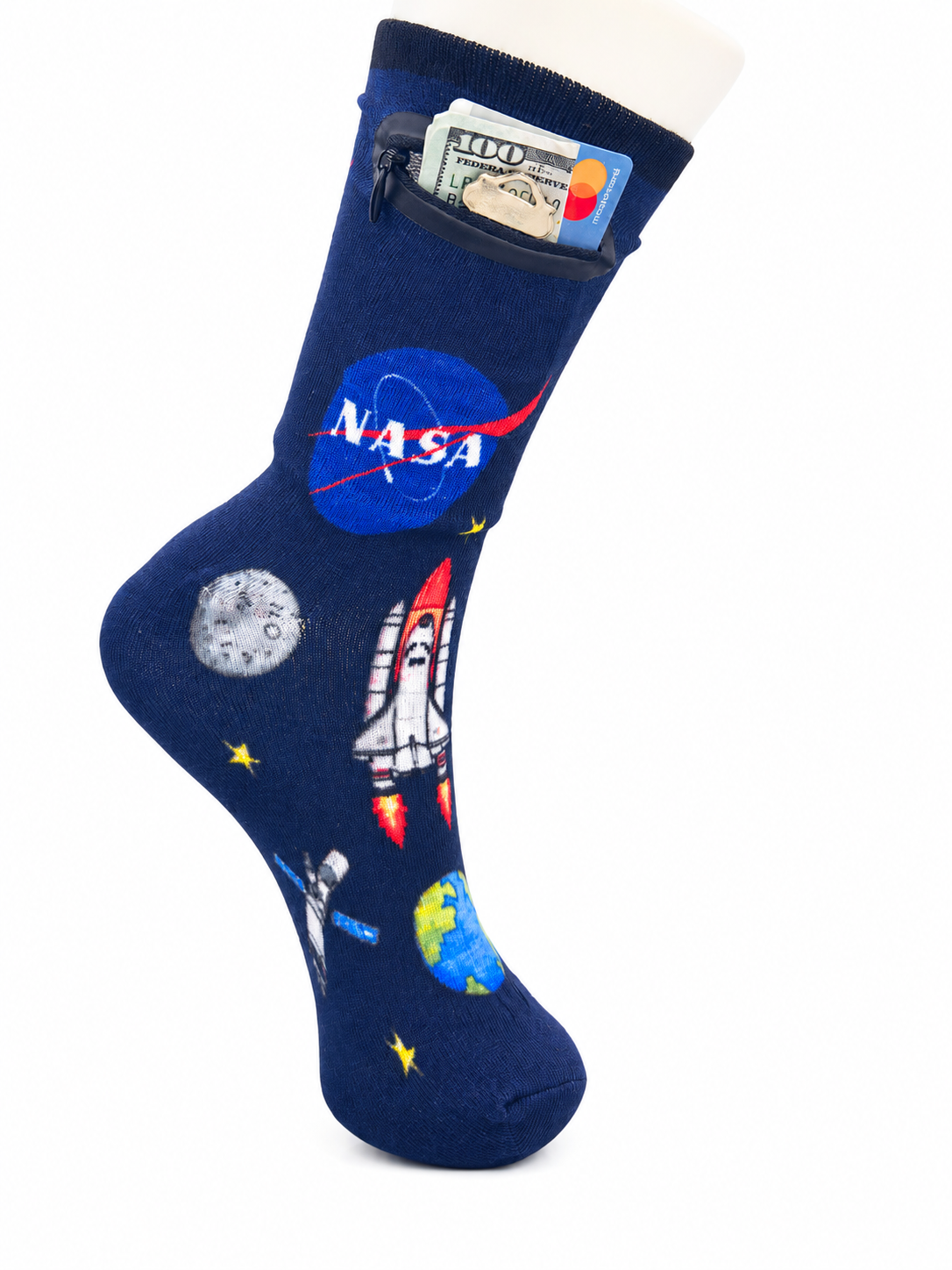 Zipper Sock Wallet - NASA Sock