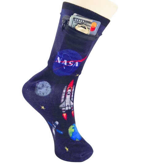 Zipper Sock Wallet - NASA Sock
