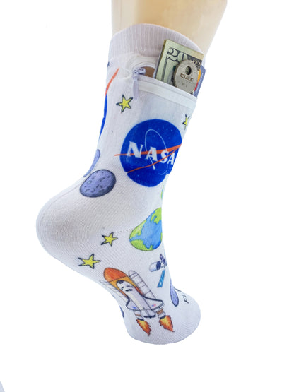 Zipper Sock Wallet - NASA Sock