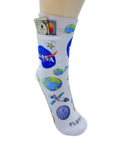 Zipper Sock Wallet - NASA Sock