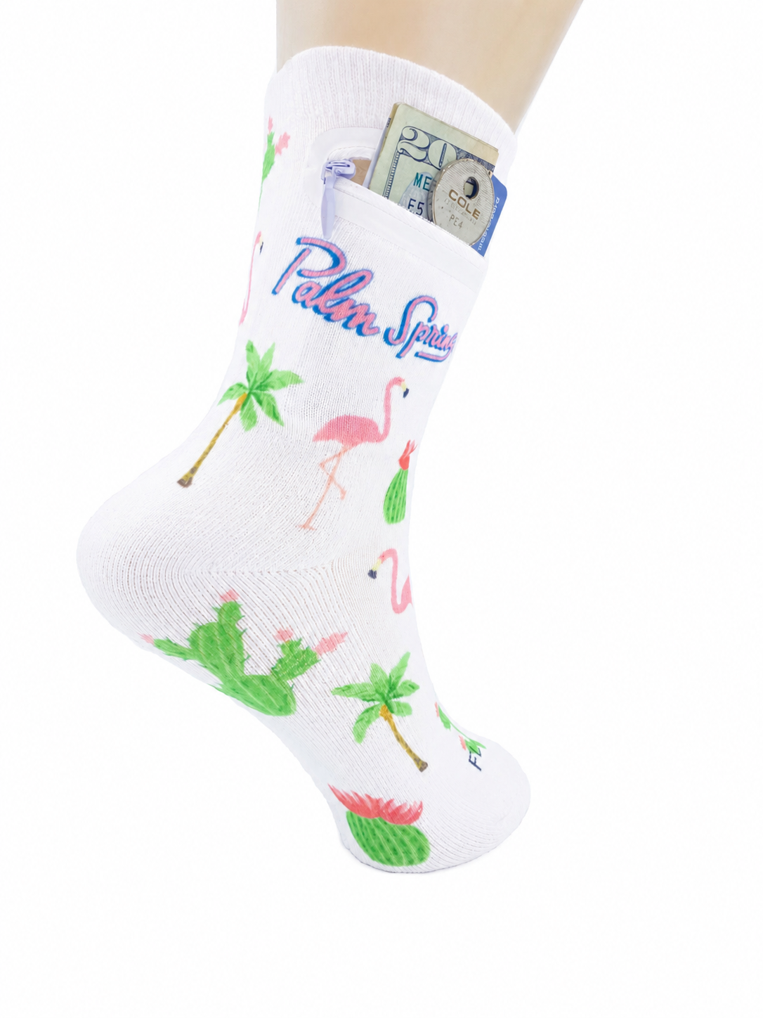 Zipper Sock Wallet - Palm Springs Sock