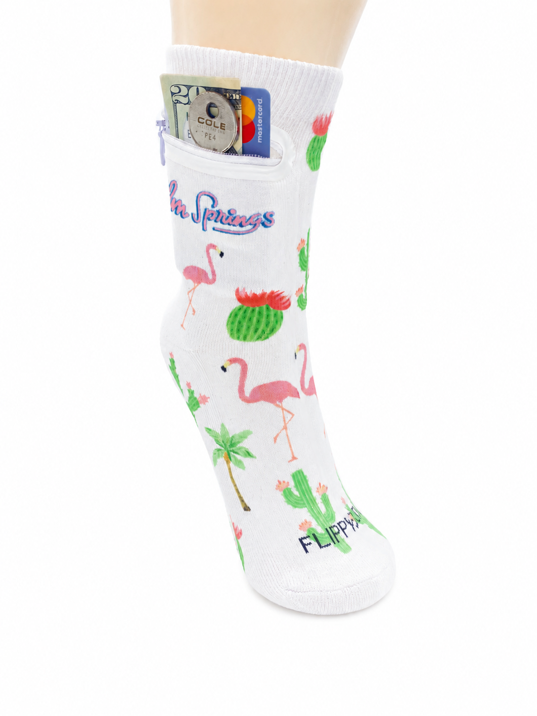 Zipper Sock Wallet - Palm Springs Sock