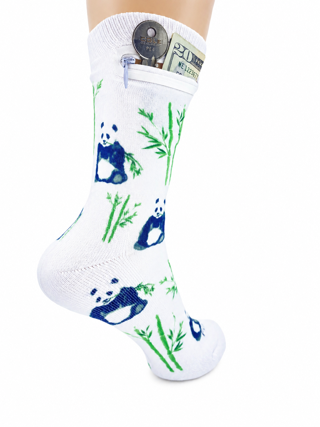 Zipper Sock Wallet - Panda Sock