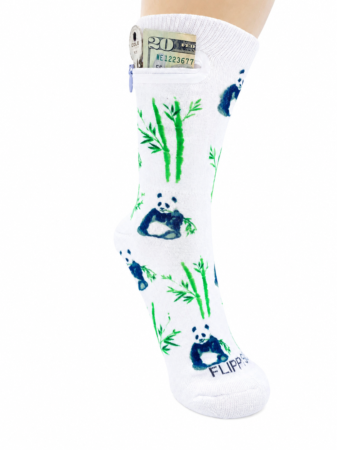 Zipper Sock Wallet - Panda Sock