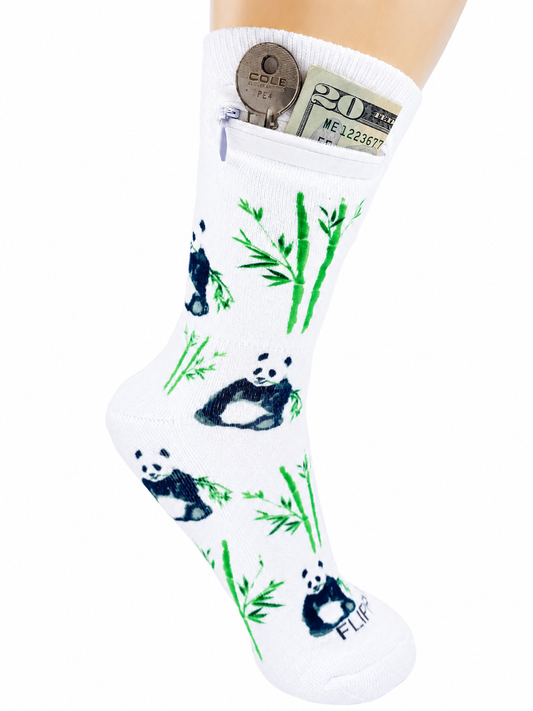 Zipper Sock Wallet - Panda Sock