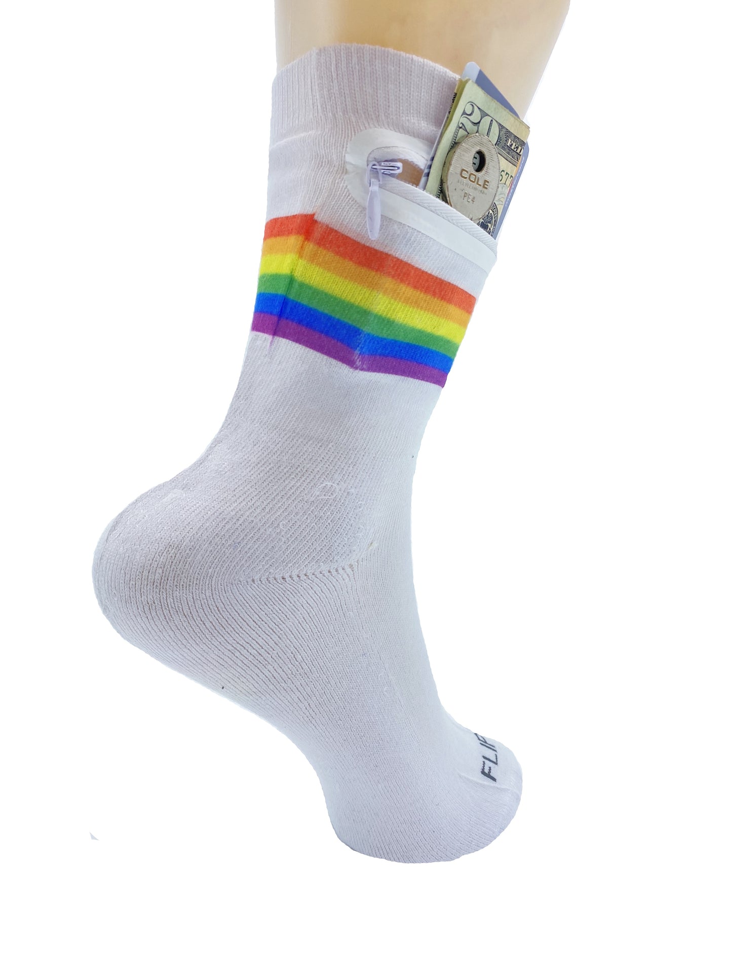 Zipper Sock Wallet - Rainbow Sock