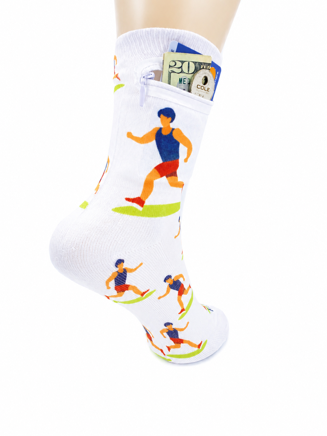 Zipper Sock Wallet - Running Man