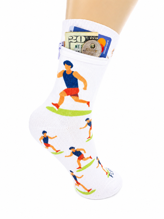 Zipper Sock Wallet - Running Man