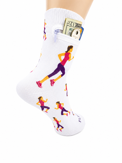 Zipper Sock Wallet - Running Woman Sock