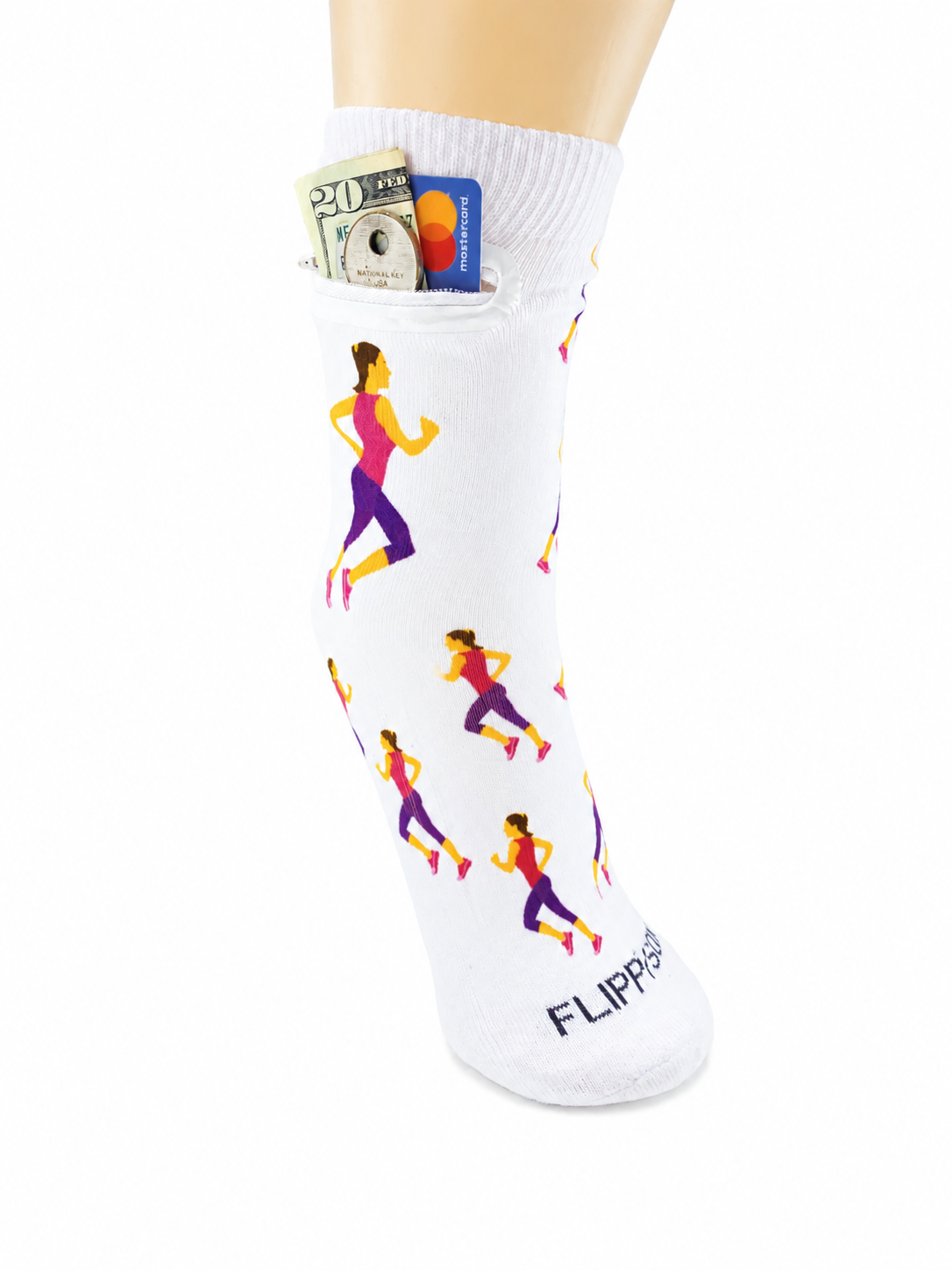 Zipper Sock Wallet - Running Woman Sock