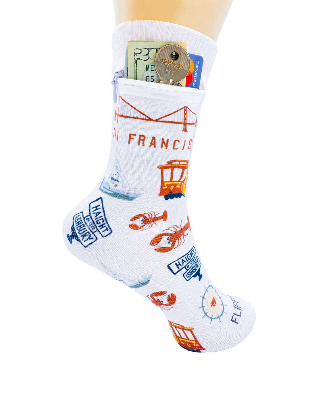 Zipper Sock Wallet - San Francisco Sock