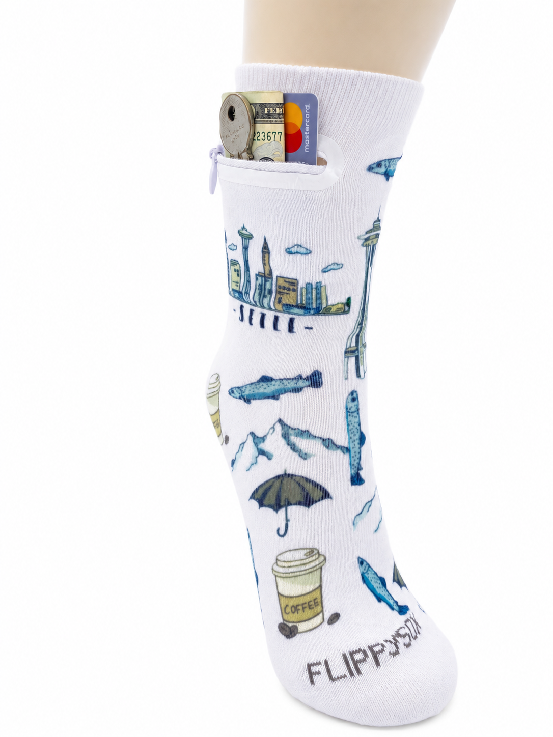 Zipper Sock Wallet - Seattle Sock