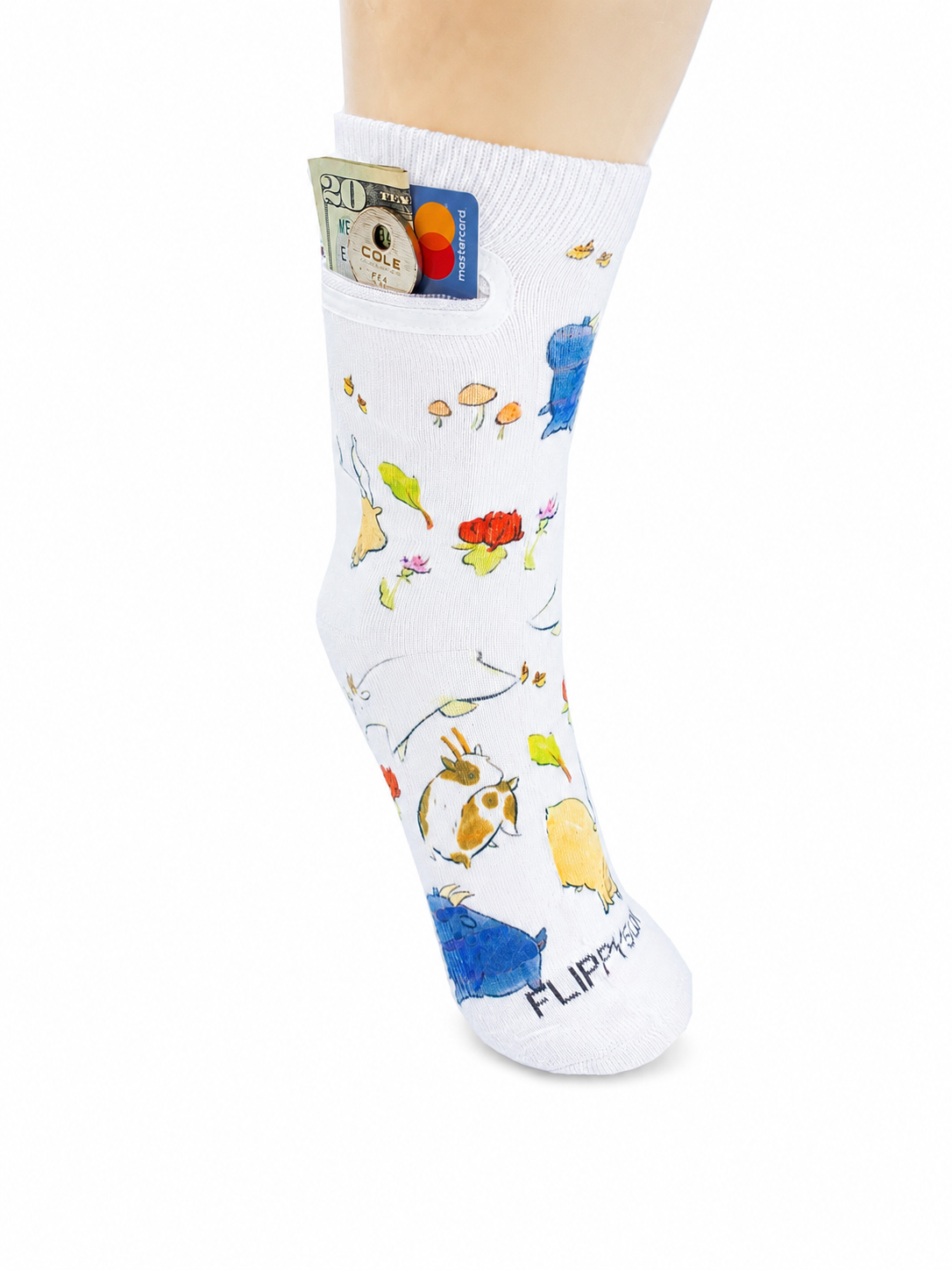 Zipper Sock Wallet - Sheep Sock