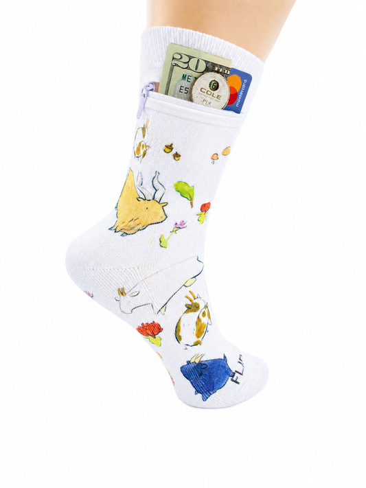 Zipper Sock Wallet - Sheep Sock