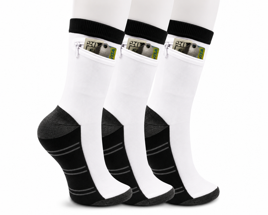 Zipper Sock Wallet (3 Pack) - Striped Black Gray Sock