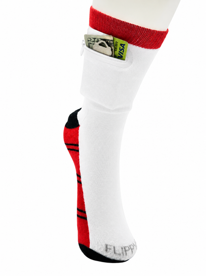 Zipper Sock Wallet - Striped Red Black