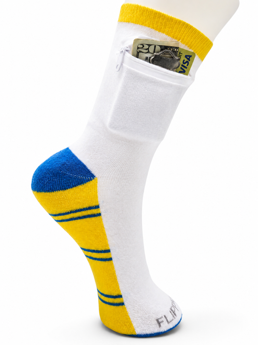 Zipper Sock Wallet - Striped Yellow Blue