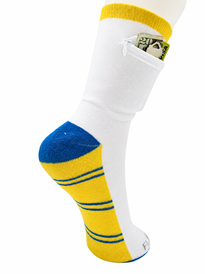 Zipper Sock Wallet - Striped Yellow Blue