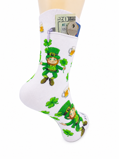Zipper Sock Wallet -  St Patricks Day Sock