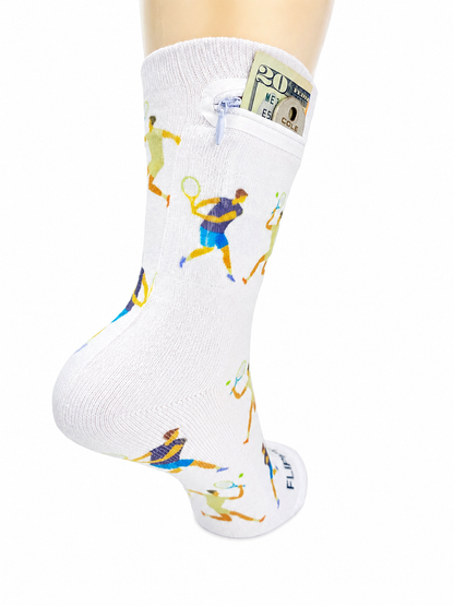 Zipper Sock Wallet - Tennis Man Sock