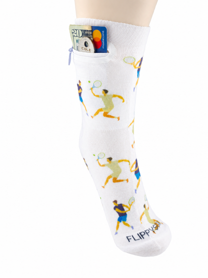 Zipper Sock Wallet - Tennis Man Sock