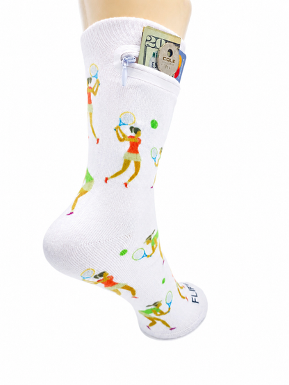 Zipper Sock Wallet - Tennis Woman Sock