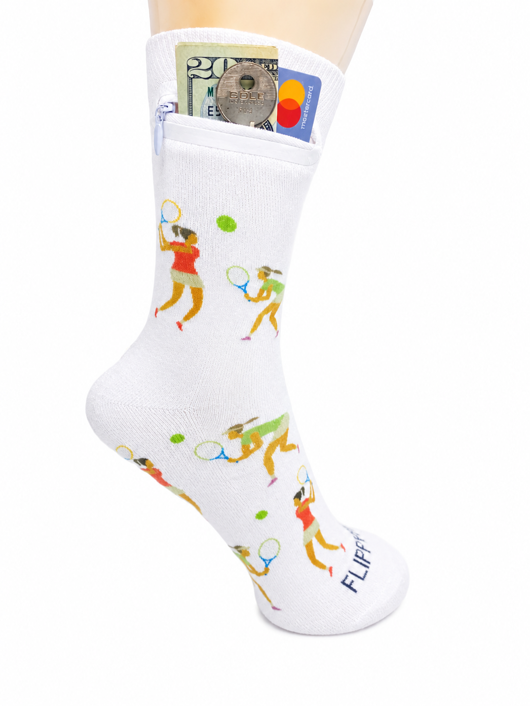 Zipper Sock Wallet - Tennis Woman Sock