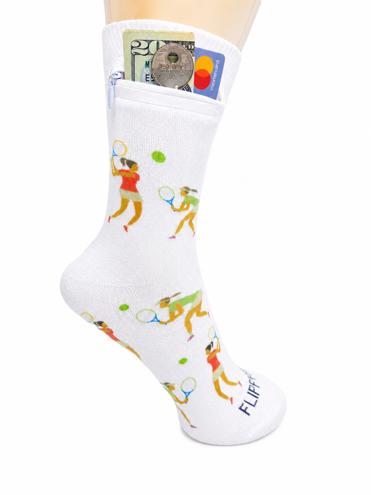 Zipper Sock Wallet - Tennis Woman Sock