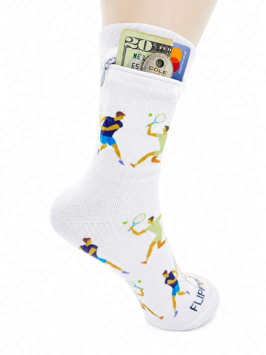 Zipper Sock Wallet - Tennis Man Sock