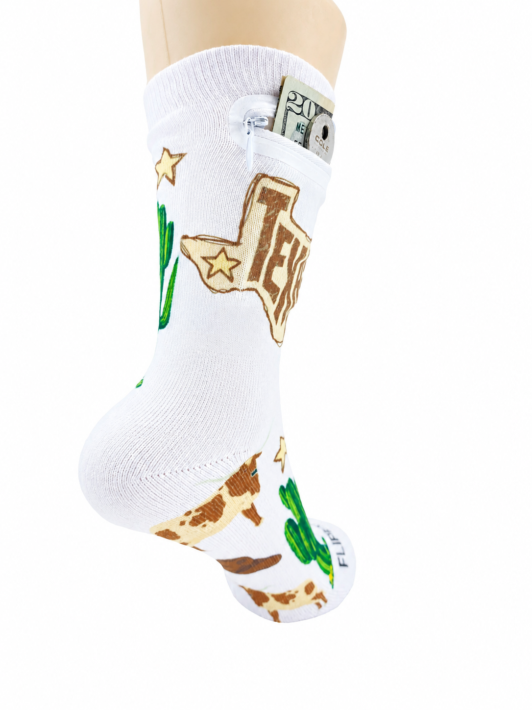 Zipper Sock Wallet - Texas Sock
