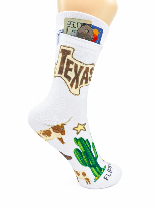 Zipper Sock Wallet - Texas Sock