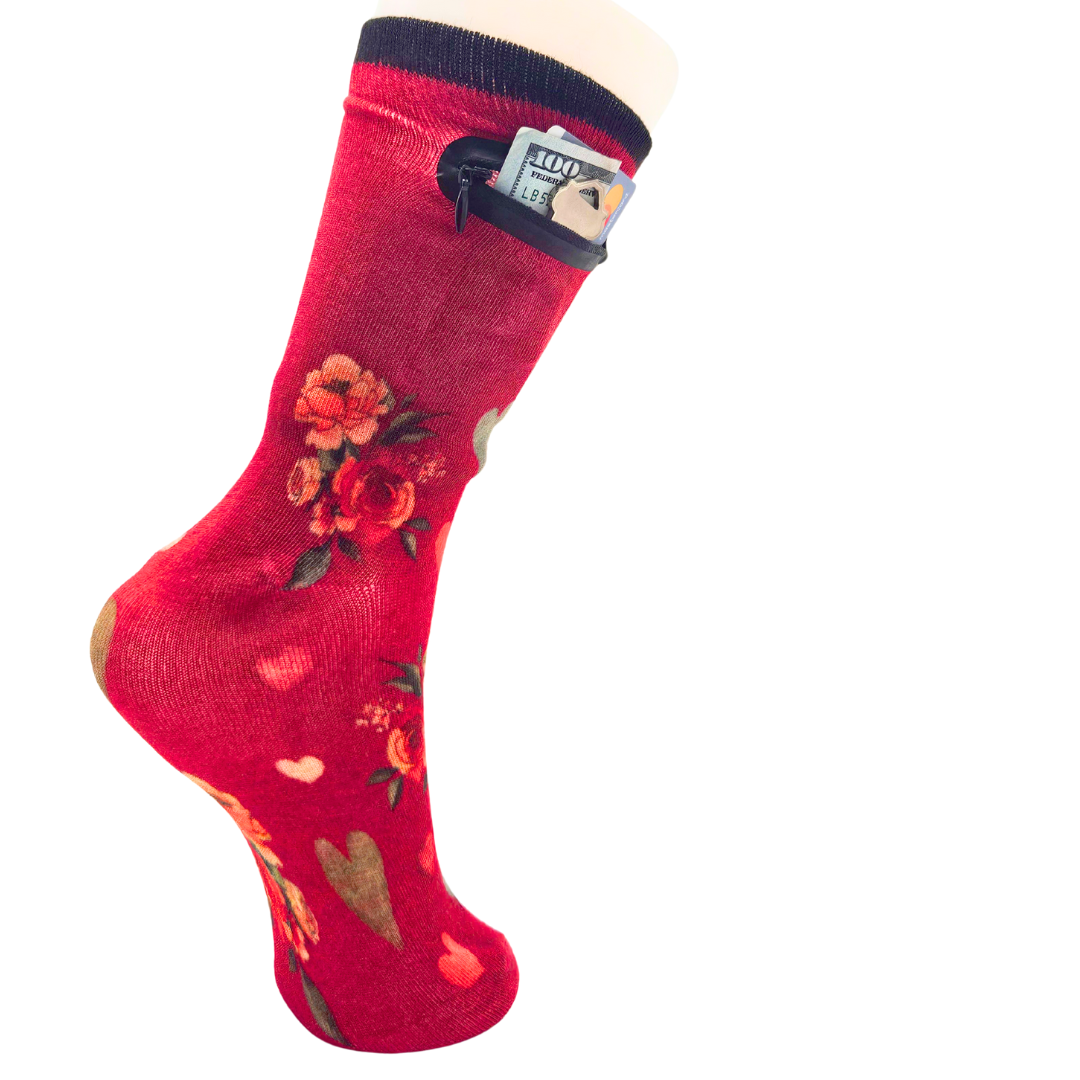Zipper Sock Wallet - Valentines Sock