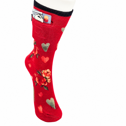 Zipper Sock Wallet - Valentines Sock
