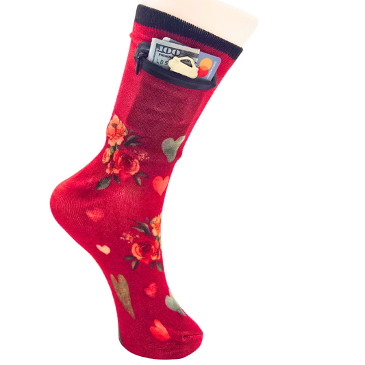 Zipper Sock Wallet - Valentines Sock