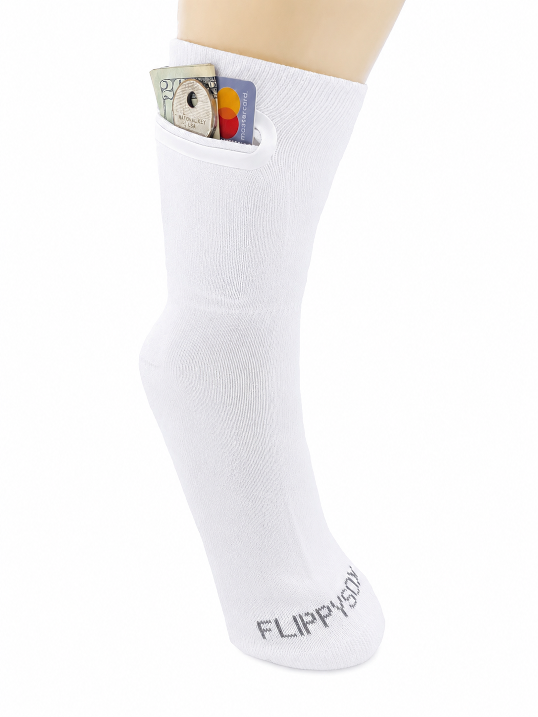 Zipper Sock Wallet (3 Pack) - White Sock