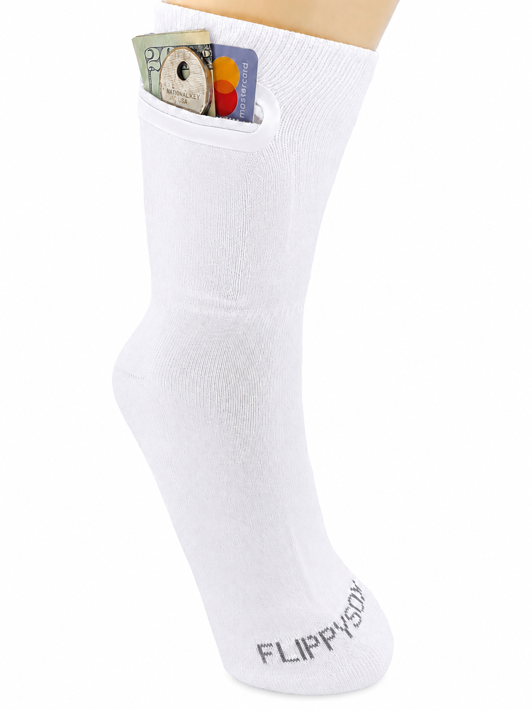Zipper Sock Wallet - White Sock