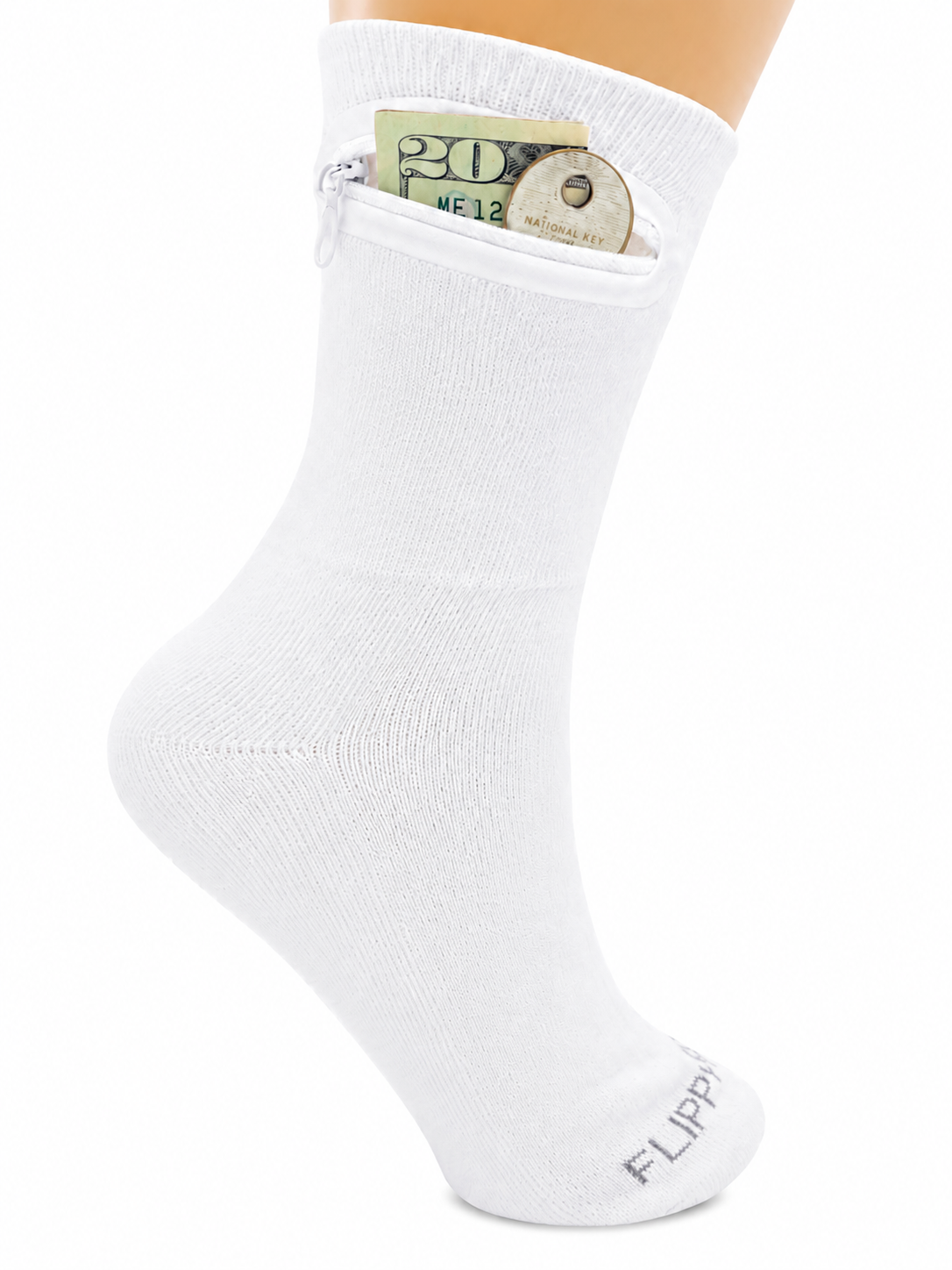 Zipper Sock Wallet - White Sock
